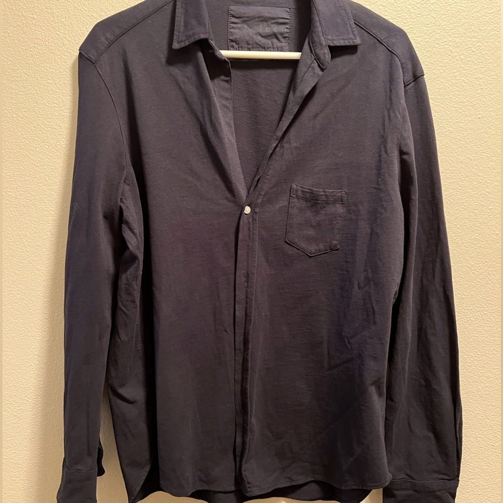 Frank & Eileen Button Down black cotton long sleeve shirt. Size Large.